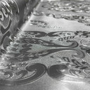 Damask PVC Oilcloth Fabric Embossed Metallic, Silver