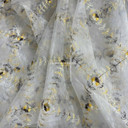 Diamonds Embroidery Organza Voile Fabric, Ivory