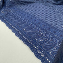 Paisley Sequin Cotton Broderie Anglaise Fabric, Navy