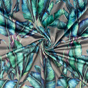 Paradise Floral Digital Print Plush Velvet Curtain Fabric, Grey