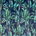 Paradise Floral Digital Print Plush Velvet Curtain Fabric, Navy