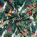 Rainforest Tropical Digital Print Plush Velvet Curtain Fabric, Natural