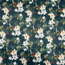 Floral Bird Digital Print Satin Brocade Furnishing Fabric, Bottle