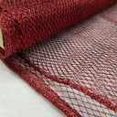 Metallic Glitter Fish Net Fabric, Red