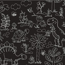 Chalk Dinosaurs Print PVC Table Oilcloth Fabric