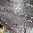 Metallic Embossed Floral PVC Oilcloth Fabric, Lilac