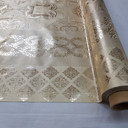 Metallic Damask Embossed PVC Oilcloth Fabric, Gold