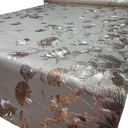 Metallic Blossom PVC Oilcloth Fabric, Gold/Terracotta