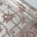 Metallic Roses PVC Oilcloth Fabric, Silver/Terracotta