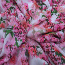 Blossom Floral Digital Print Bubble Crepe Dress Fabric, White