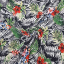 Tropical Floral Digital Print Bubble Crepe Dress Fabric, Navy
