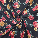 100% Viscose Floral Roses Dress Fabric, Black