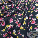 100% Viscose Jasmine Floral Flowers Dress Fabric, Black