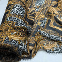 Leopard Spots & Chains Print Chiffon Fabric, Black/White