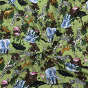 Safari Animals Print Rose & Hubble Cotton Poplin Fabric, Green