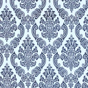 By the Metre Black Damask PVC, White