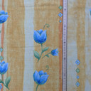 Blue Tulips Flowers Cotton Quilting Vintage Fabric, Yellow