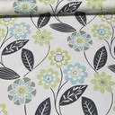 Global Tex Lime Green Flowers Cotton Fabric, Cream