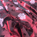 Party Silver Floral Velvet Flock Taffeta Fabric, Wine