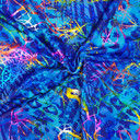 Rainbow Foil On Leopard Print Lycra Dress Fabric, Blue