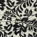 UK Wholesaler Dress fabrics, Black Symphony Floral Velvet Flock Taffeta Fabric, Ivory