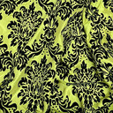 Black Damask Velvet Flock Taffeta Fabric, Lime Green