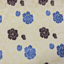 Blue And Brown Floral Upholstery Curtain Fabric - Cream