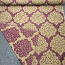 CLEARANCE SALE - UPTO 75% OFF UPHOLSTERY FABRICS - Beige Damask Upholstery Curtain Brocade Fabric, Purple