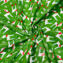 Rudolf Xmas Print Cotton Craft Fabric, Green