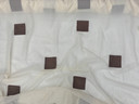 Chocolate Brown Suede Patch Voile Net Curtain Fabric, Cream