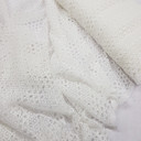 Guipure Lace Insert Swiss Dot Tie Dress Fabric, Cream