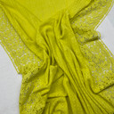 Daisy Floral Embroidery French Venice Lace Fabric, Lime Green