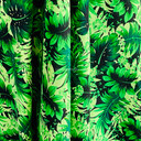 Tropical Leaves Floral Print 100% Viscose Dress Fabric, Black