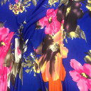 Floral Flowers Lycra Maxi Dress Fabric, Blue
