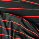 Red Pin Striped Spandex Jersey Dress Fabric, Black