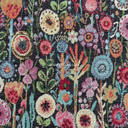 Flower Garden Upholstery Tapestry Fabric, Black