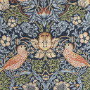 Strawberry Thief William Morris Birds Tapestry Fabric Upholstery Curtains - Navy