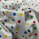 Small Multicoloured Spots Printed Polycotton Fabric, White