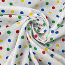 Small Multicoloured Spots Printed Polycotton Fabric, White