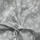 XMAS Snowflakes Christmas Polycotton Fabric, Silver