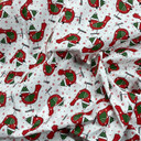 Robin Birds XMAS Snowflakes Christmas Polycotton Fabric, White