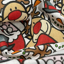 Xmas Santa, Rudolph & Snowman Christmas PolyCotton Fabric