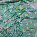 Sunflowers Silky Satin Fabric Designer Print Dress 60", Mint