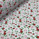 Red Strawberries & Butterfly Floral Polycotton Dress Fabric, White