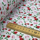 Red Strawberries & Butterfly Floral Polycotton Dress Fabric, White