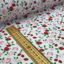 Red Strawberries & Butterfly Floral Polycotton Dress Fabric, White