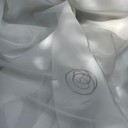 Metallic Silver Circle Swirl Embroidery Voile Net Curtain Fabric, White