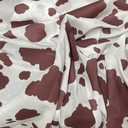Brown Cow Spots Printed Polycotton Fabric, White