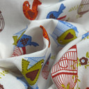 Birds And Cages Cotton Poplin Fabric, Ivory
