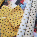 10m Honeycomb Bees Rose & Hubble Cotton Poplin Fabric, Ivory